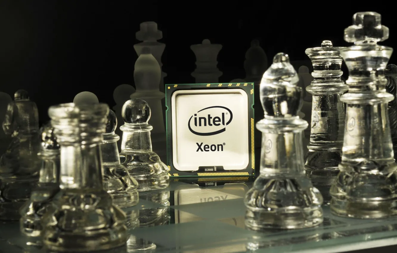 Фото обои Шахматы, Intel, Фигуры, Доска, Xeon, Интел, Процессор