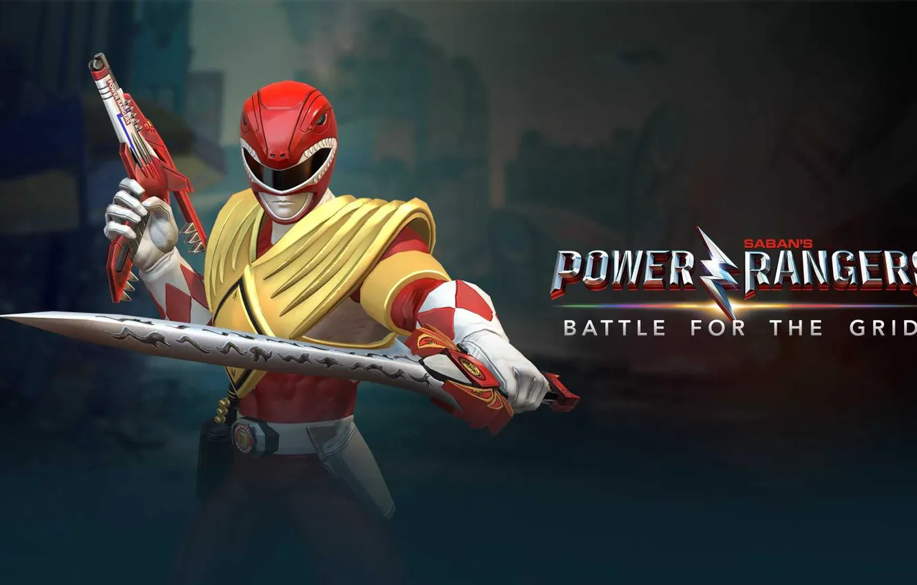 Фото обои sword, game, armor, weapon, warrior, Power Rangers, red ranger, blaster