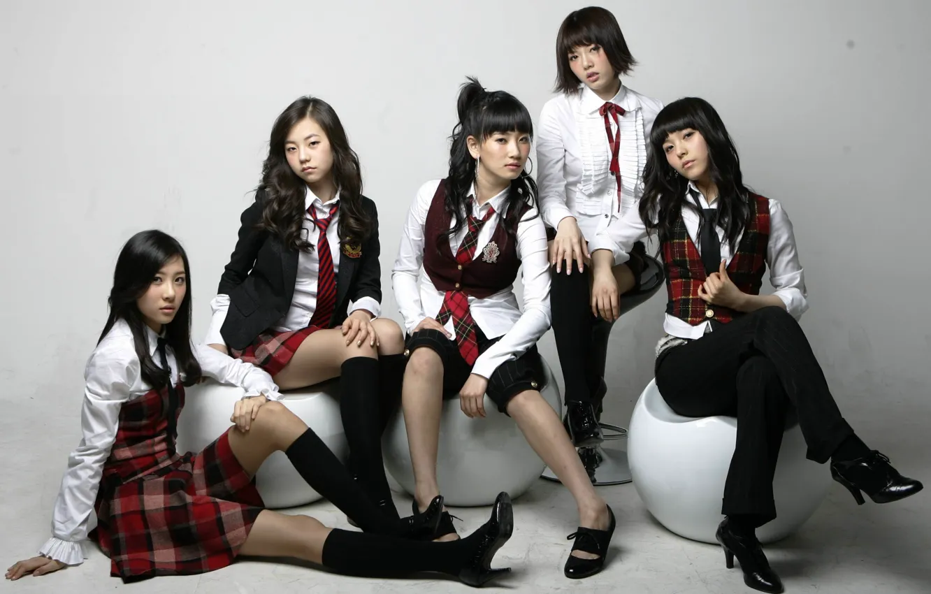 Фото обои Music, girls, school, beauty, asian, Kpop, uniform, Wonder Girls