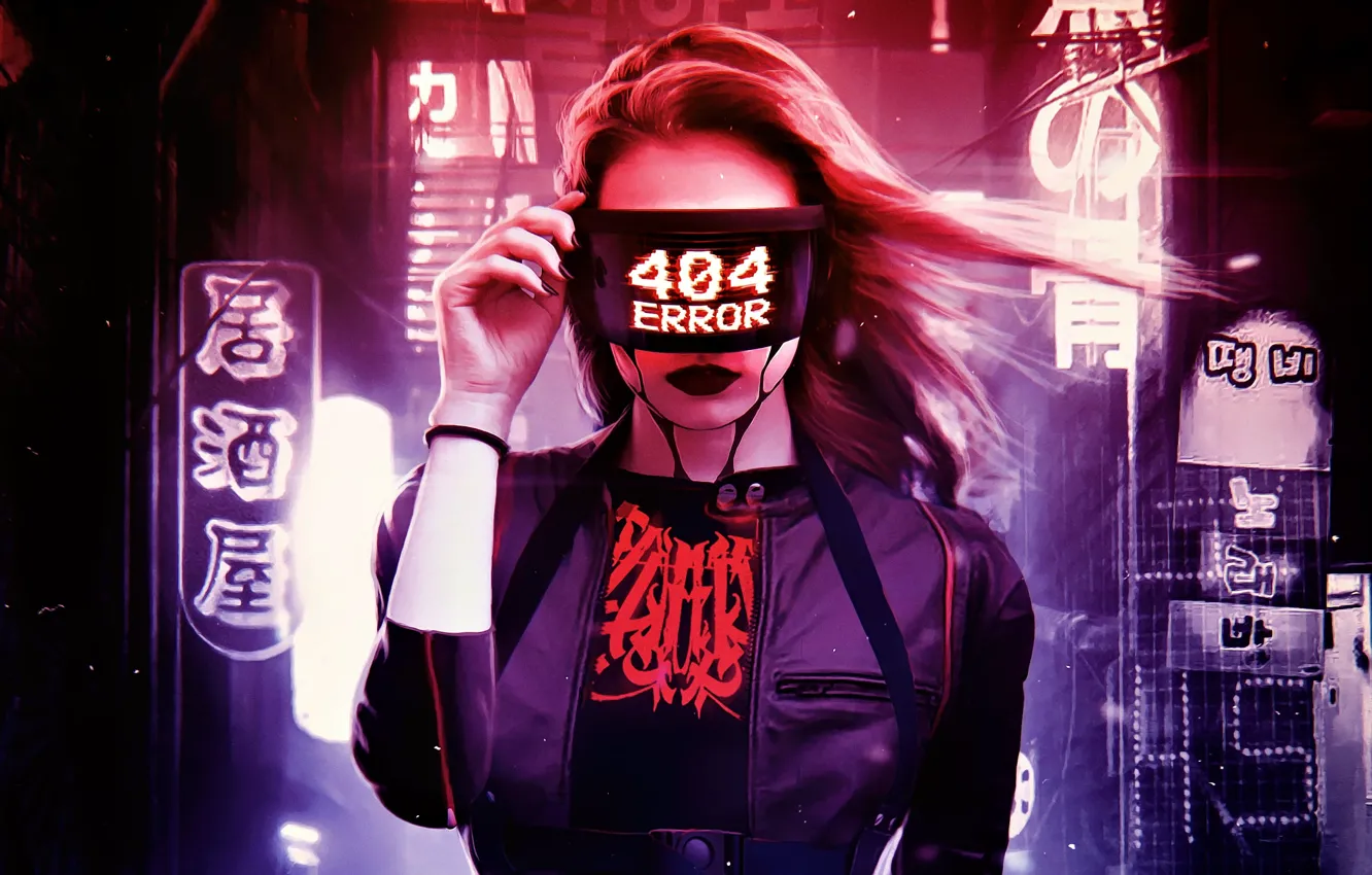 Фото обои девушка, ночь, портрет, girl, андроид, жест, android, night