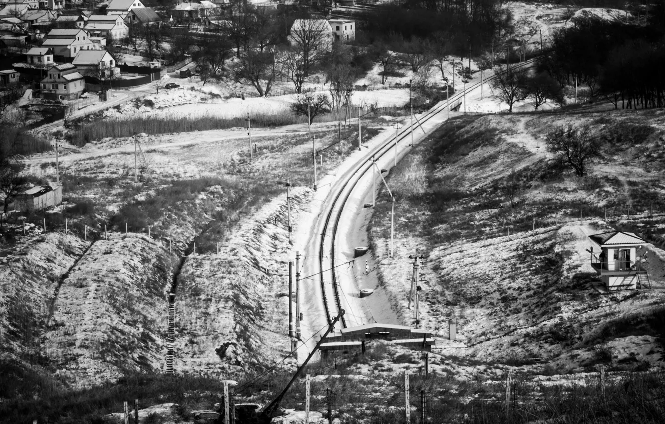 Фото обои зима, рельсы, украина, днепропетровск, штефан фото, тоннельная балка, зимняя железная дорога