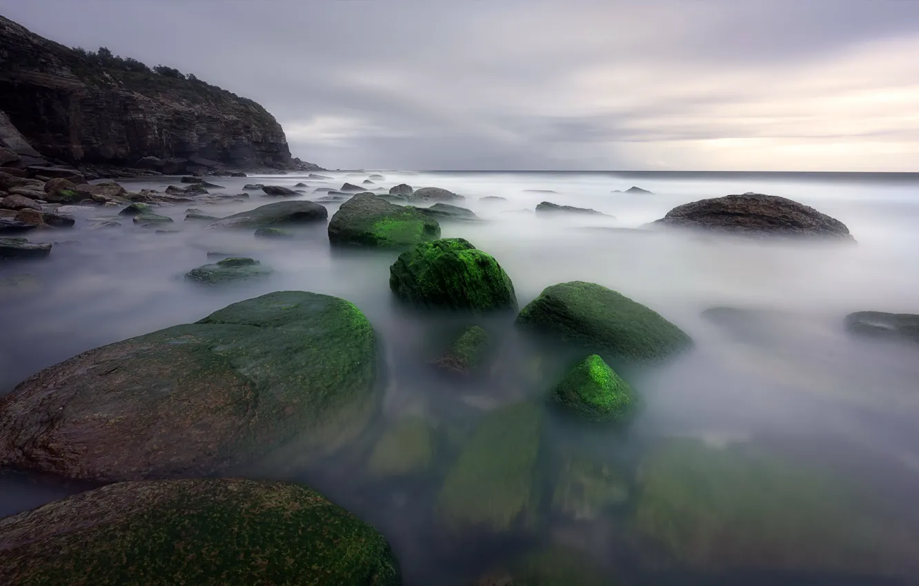 Фото обои море, камни, берег