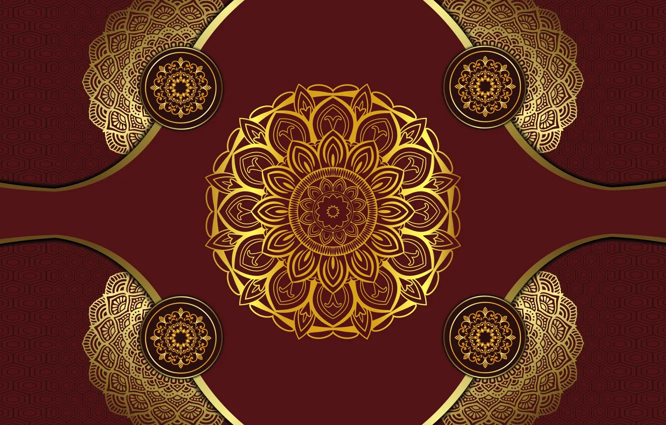 Фото обои red, golden, design, patterns