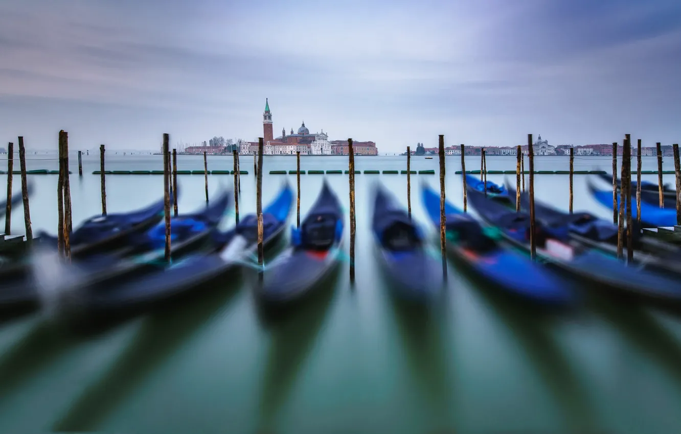 Фото обои лодки, hdr, Италия, Венеция, гондола