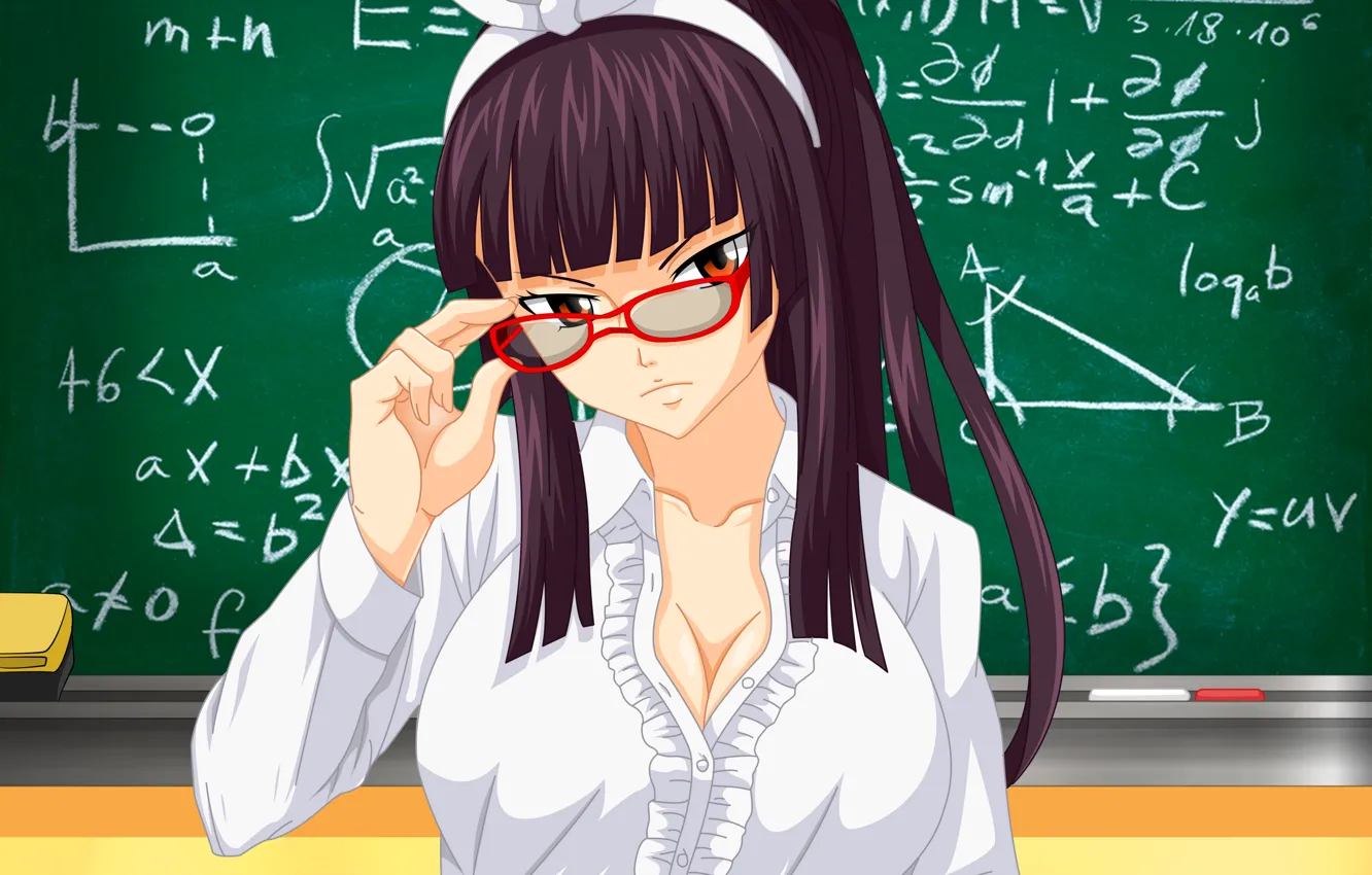 Фото обои girl, sexy, cleavage, long hair, boobs, anime, beautiful, pretty