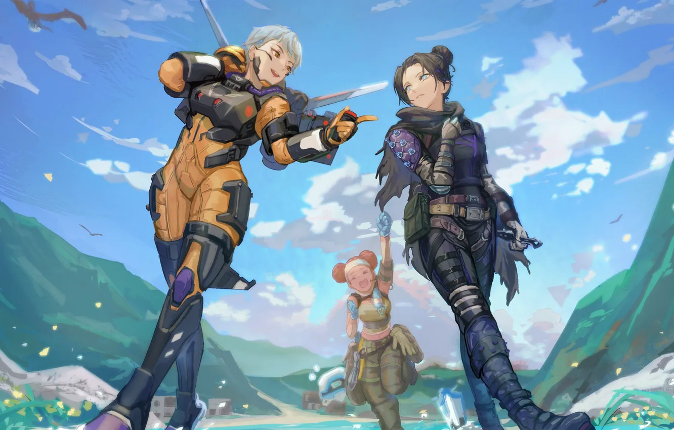 Фото обои Wraith, Apex Legends, Lifeline, valkriye