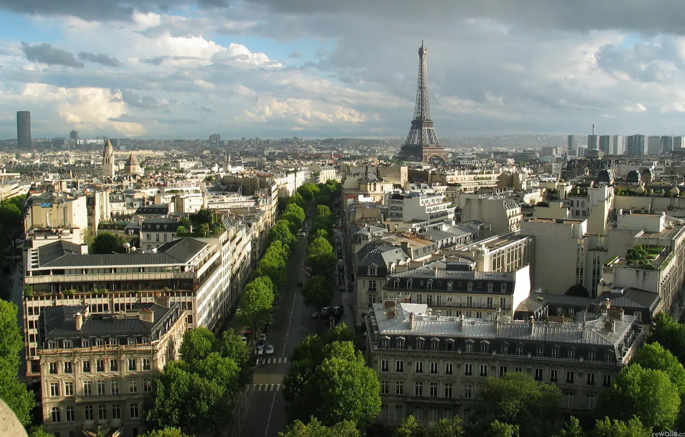 Фото обои город, эйфелева башня, париж, франция, улицы