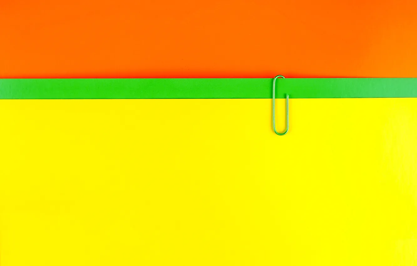 Фото обои макро, оранжевый, бумага, жёлтый, зелёный, скрепка