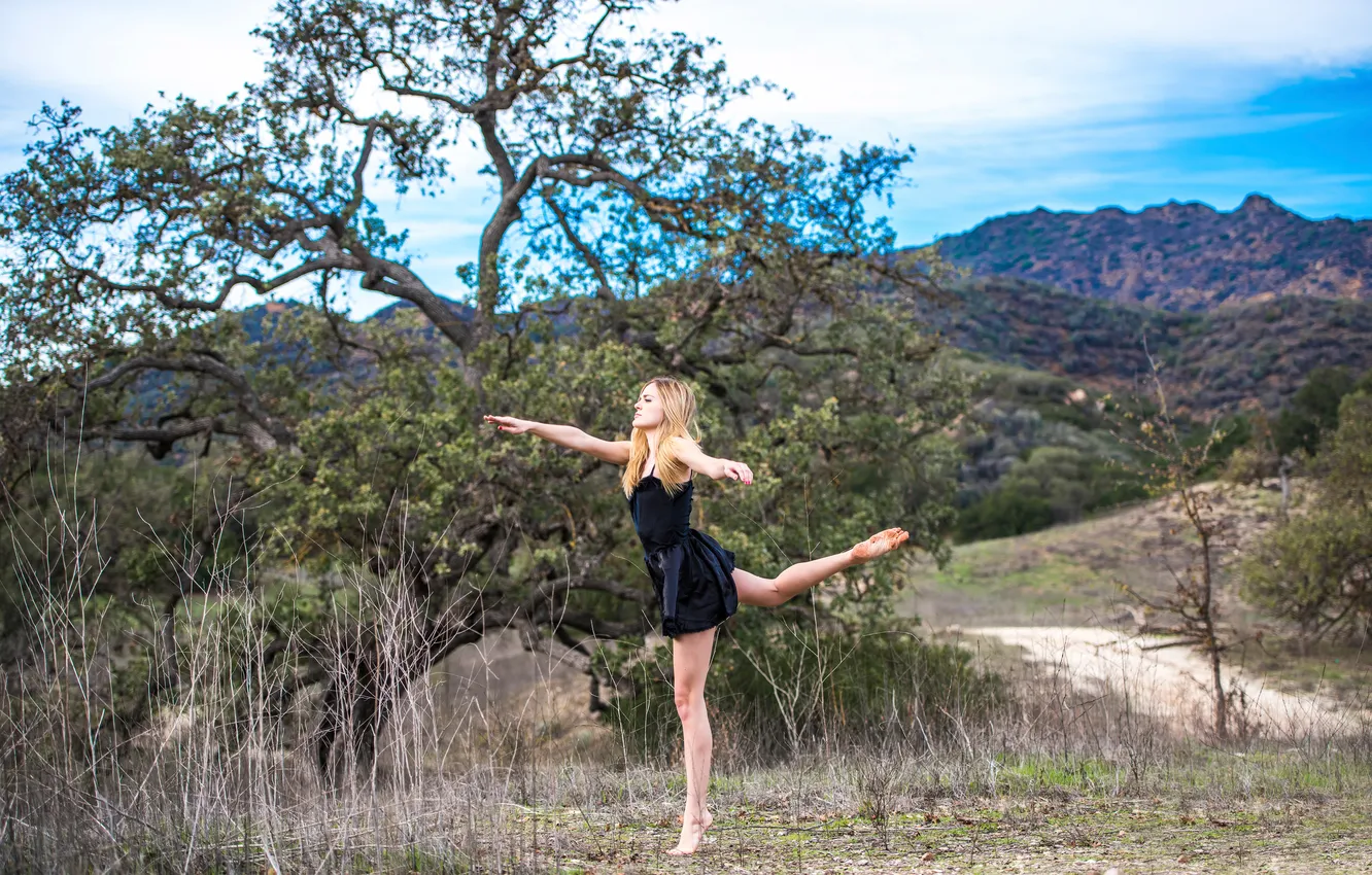 Фото обои девушка, природа, танец