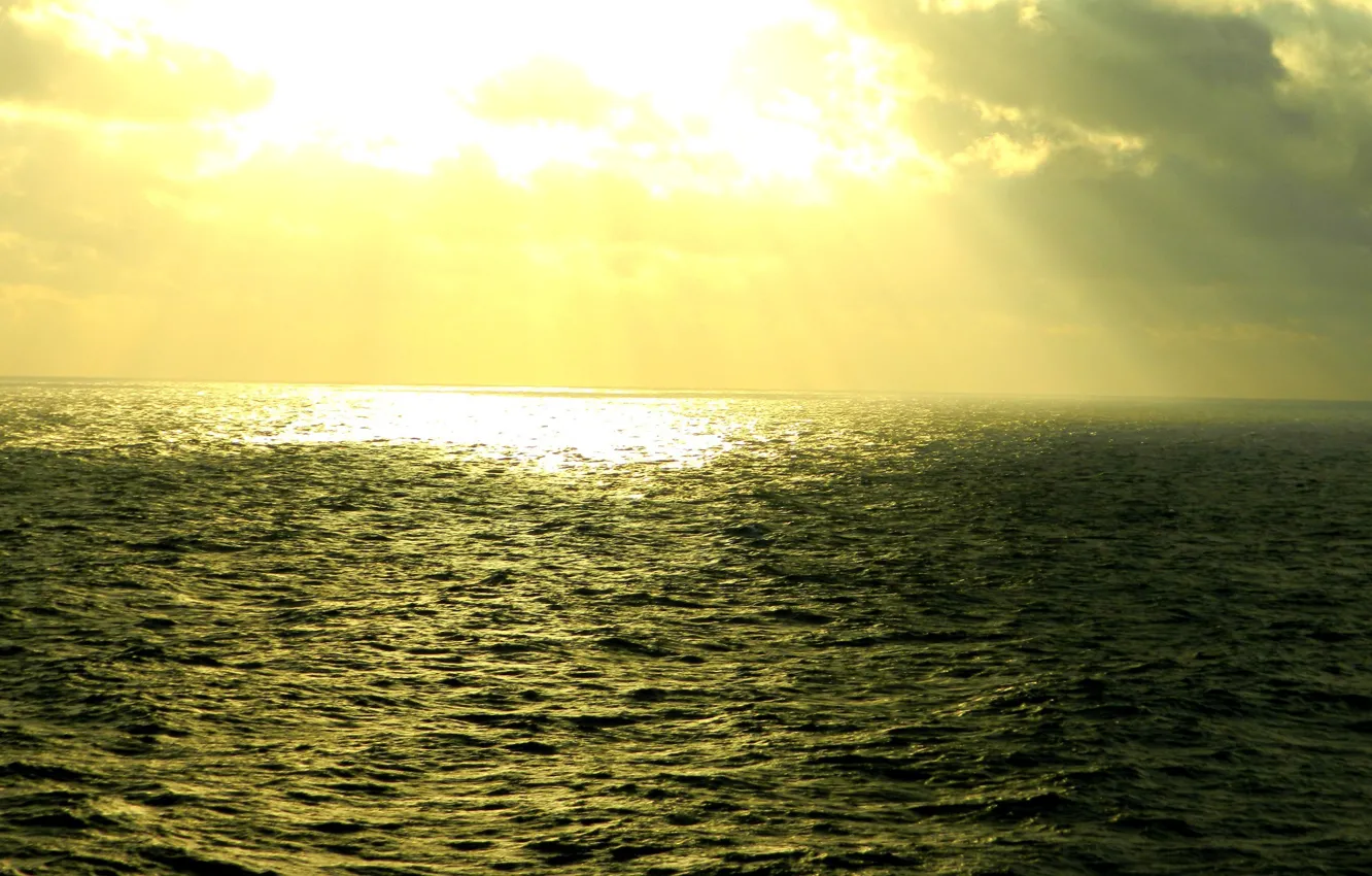 Фото обои море, солнце, свет, тучи