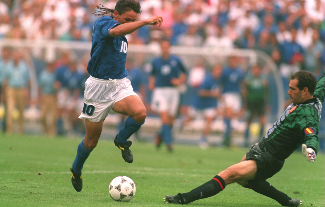 Фото обои мяч, вратарь, Сборная Испании, 1994, Роберто Баджо, 10, Сборная италии, Чемпионат мира по футболу в …