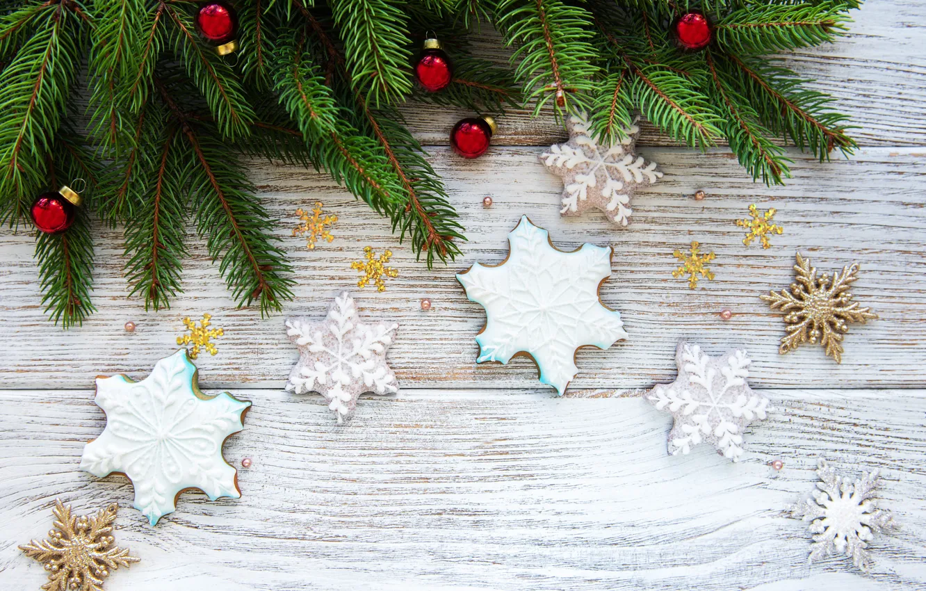 Фото обои украшения, Новый Год, Рождество, christmas, wood, merry, cookies, snowflakes
