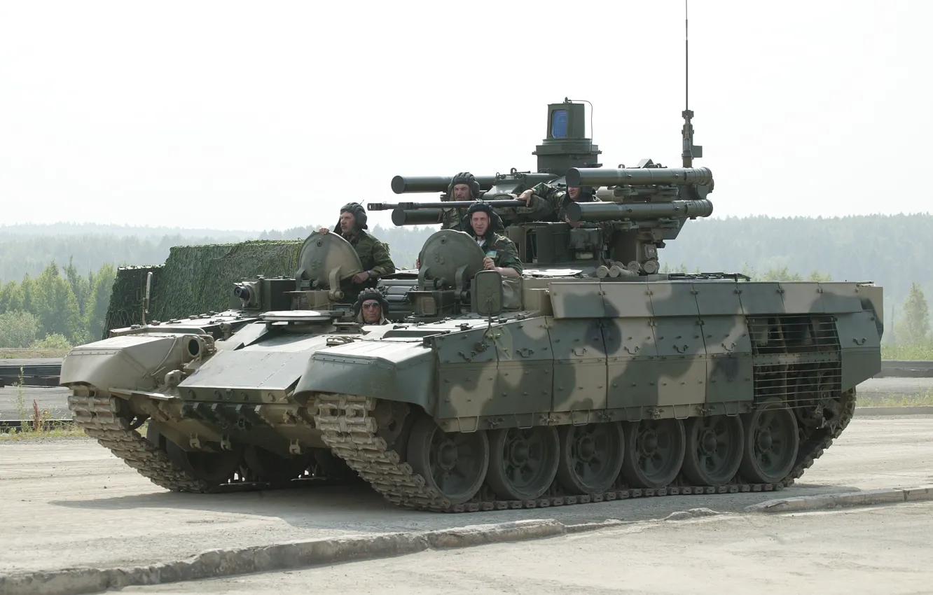 Фото обои машина, два, боевая, поддержки, орудия, российская, танков, БМПТ