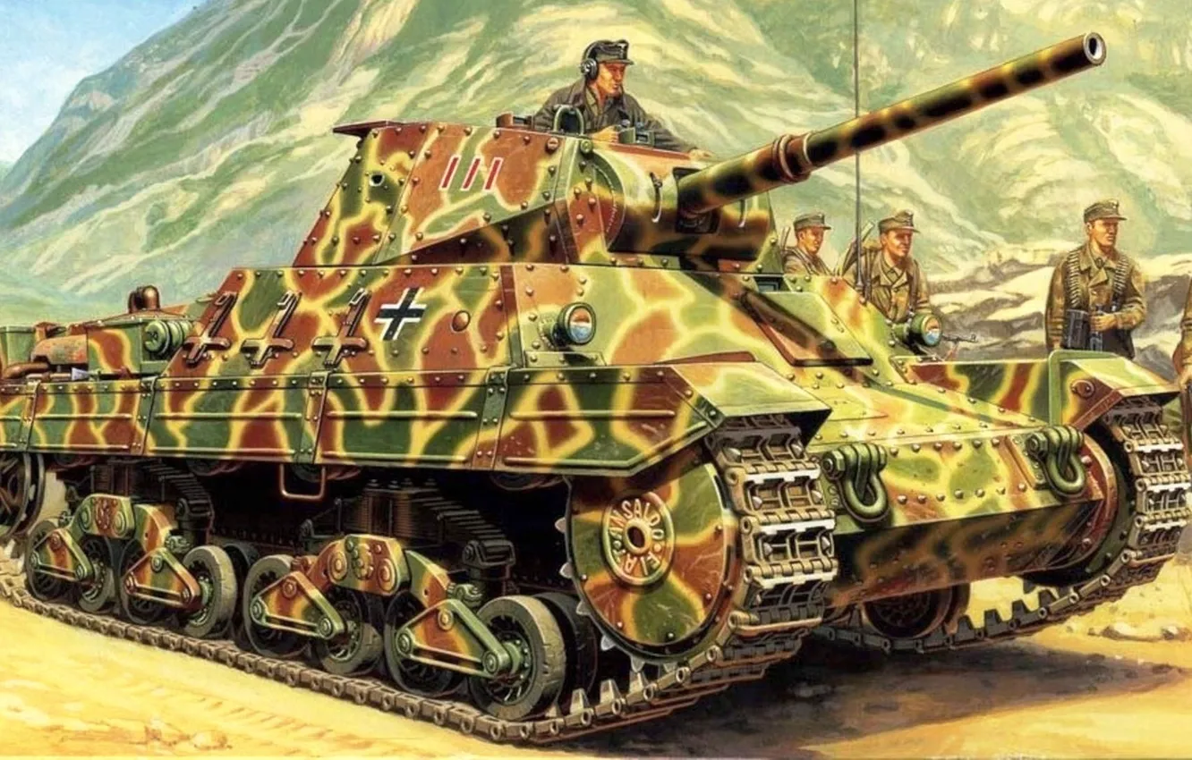 Фото обои рисунок, танк, Panzerkampfwagen P40 737(i), Carro Armato Pesante P26/40