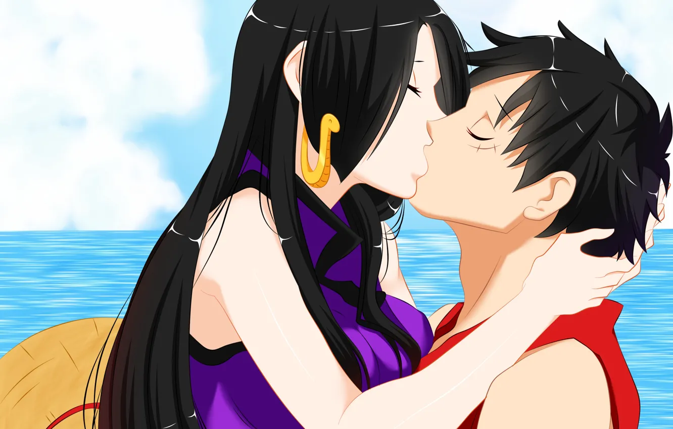 Фото обои любовь, поцелуй, аниме, арт, One Piece