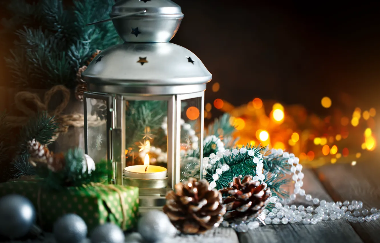 Фото обои снег, украшения, Новый Год, Рождество, подарки, christmas, balls, wood