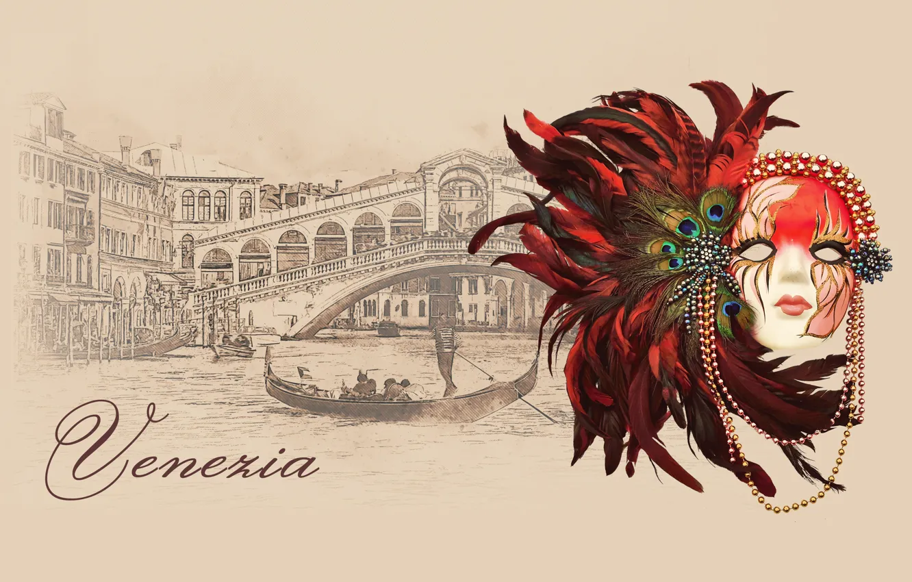 Фото обои маска, Венеция, карнавал, гондола, mask, venezia, by Pyrus-acerba, коллекция городов