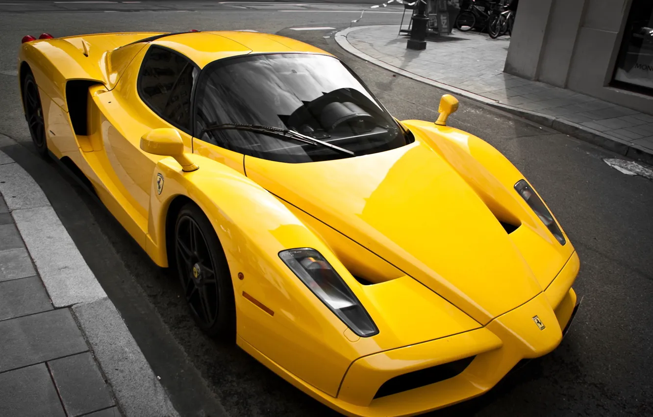 Фото обои желтый, тюнинг, суперкар, ferrari, феррари, enzo, yellow, luxury