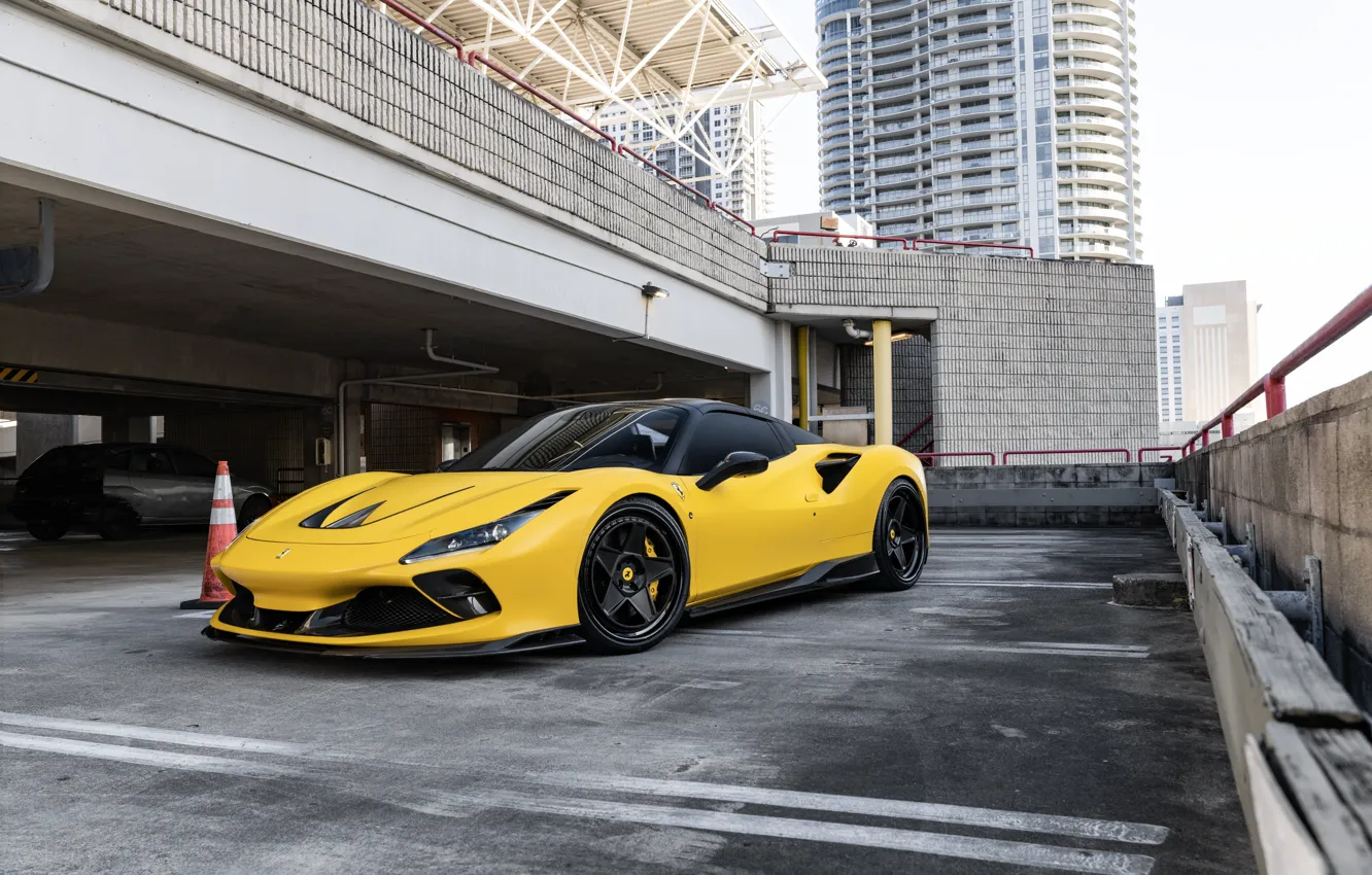 Фото обои Ferrari, Yellow, Supercar, Ferrari F8 Spider, F8 Spider