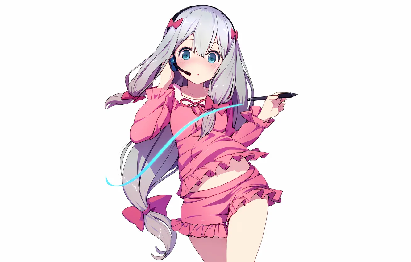 Фото обои girl, babydoll, long hair, anime, blue eyes, beautiful, twintails, ponytail