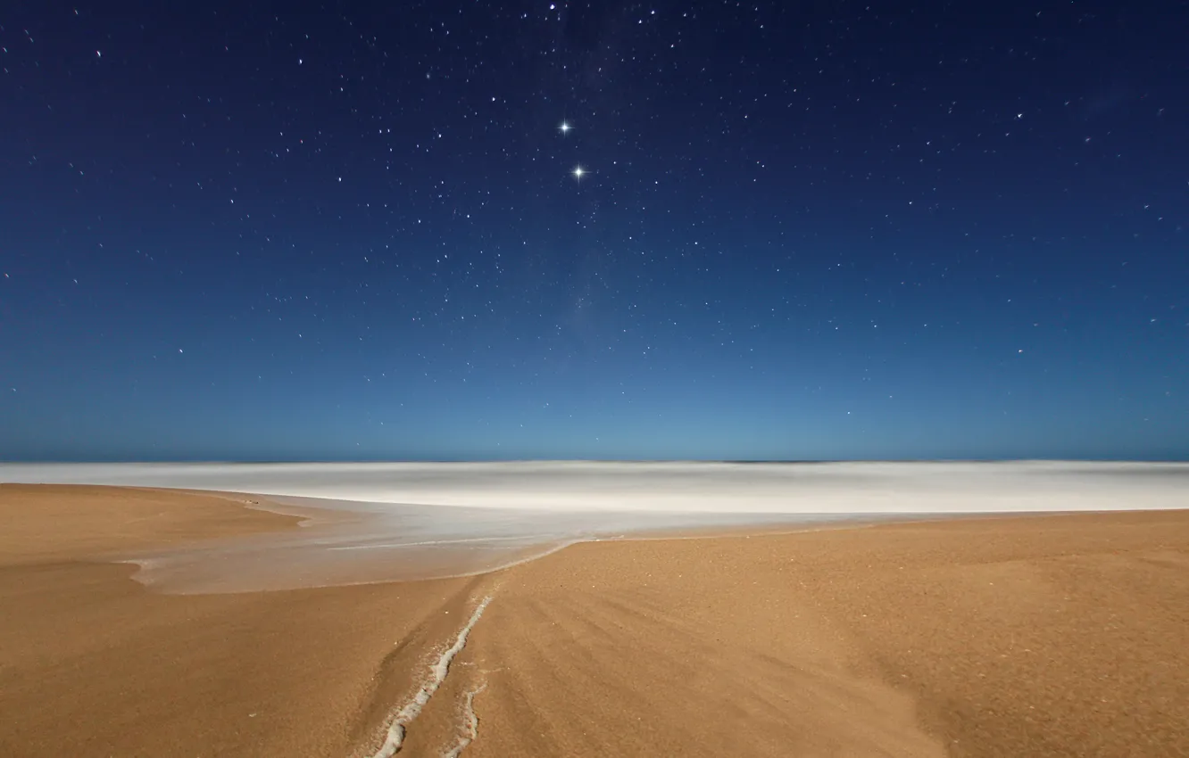 Фото обои пляж, небо, звезды, ночь, океан, вечер, созвездия