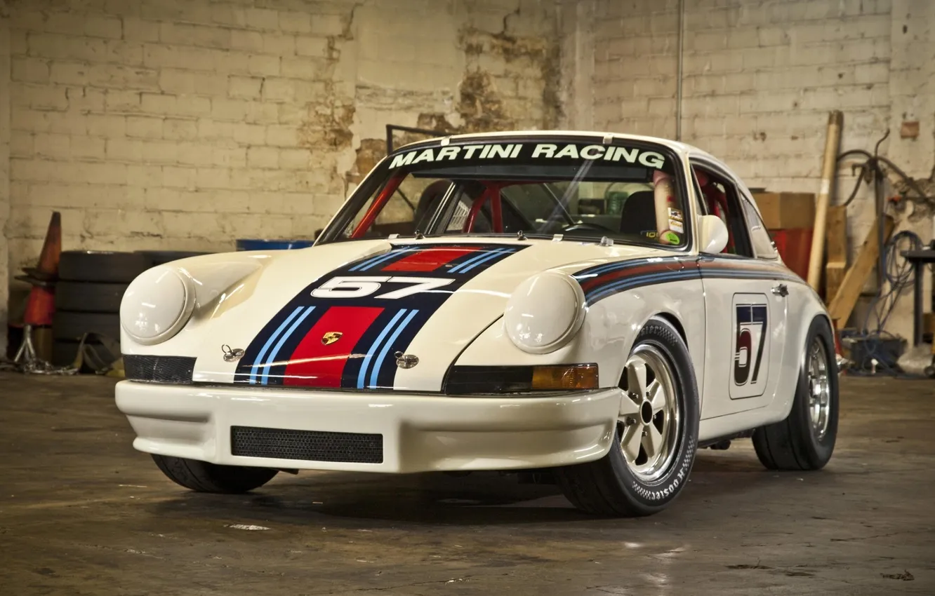 Фото обои гараж, 911, Porsche, 1969, суперкар, Порше, передок, гоночный болид