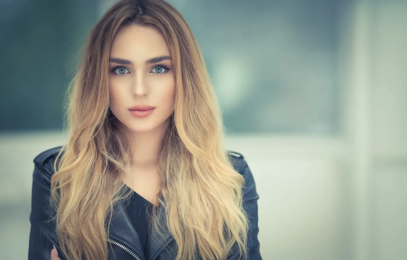 Фото обои Girl, Beauty, Eyes, Blond, Sight