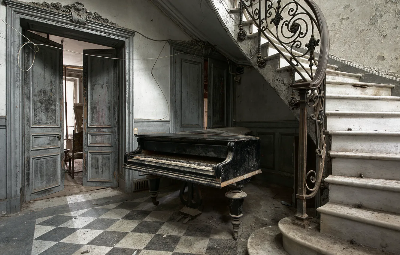 Фото обои музыка, лестница, пианино