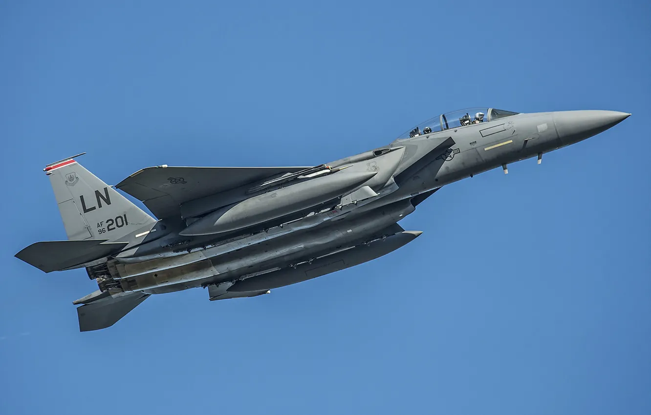 Фото обои небо, оружие, самолёт, F15