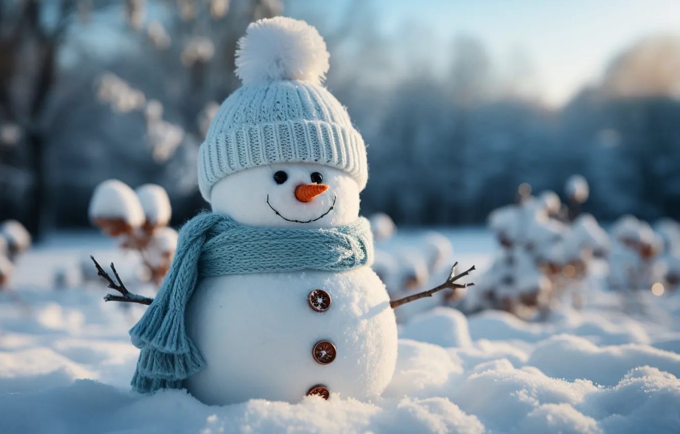 Фото обои зима, снег, Новый Год, Рождество, снеговик, happy, Christmas, night