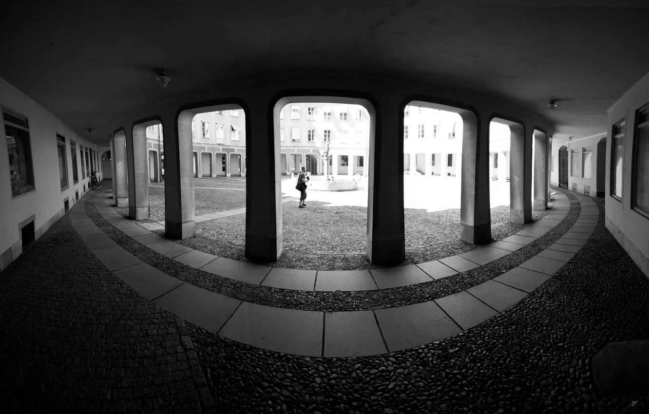 Фото обои ч/б, колоннада, by Robin de Blanche, Old City