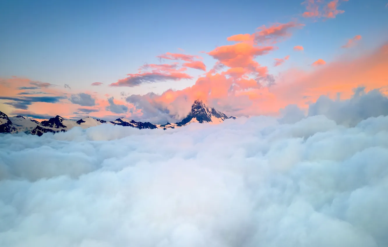 Фото обои sky, landscape, nature, clouds, mountain, snow, Matterhorn, Daniel Burton