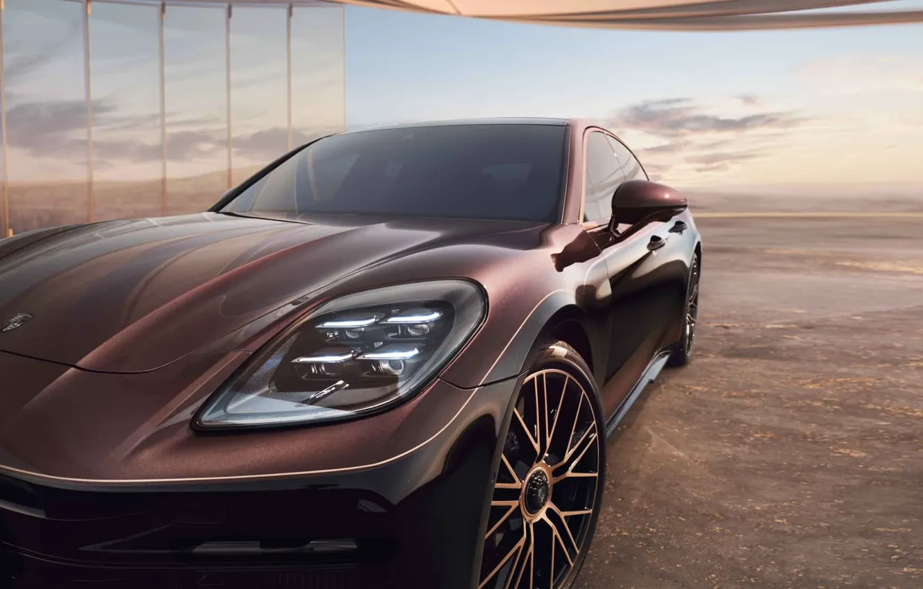 Фото обои Porsche, Panamera, Turbo, 2024, Porsche Panamera Turbo Sonderwunsch, Avium Metallic, Leblon Violet Metallic, Sonderwunsch