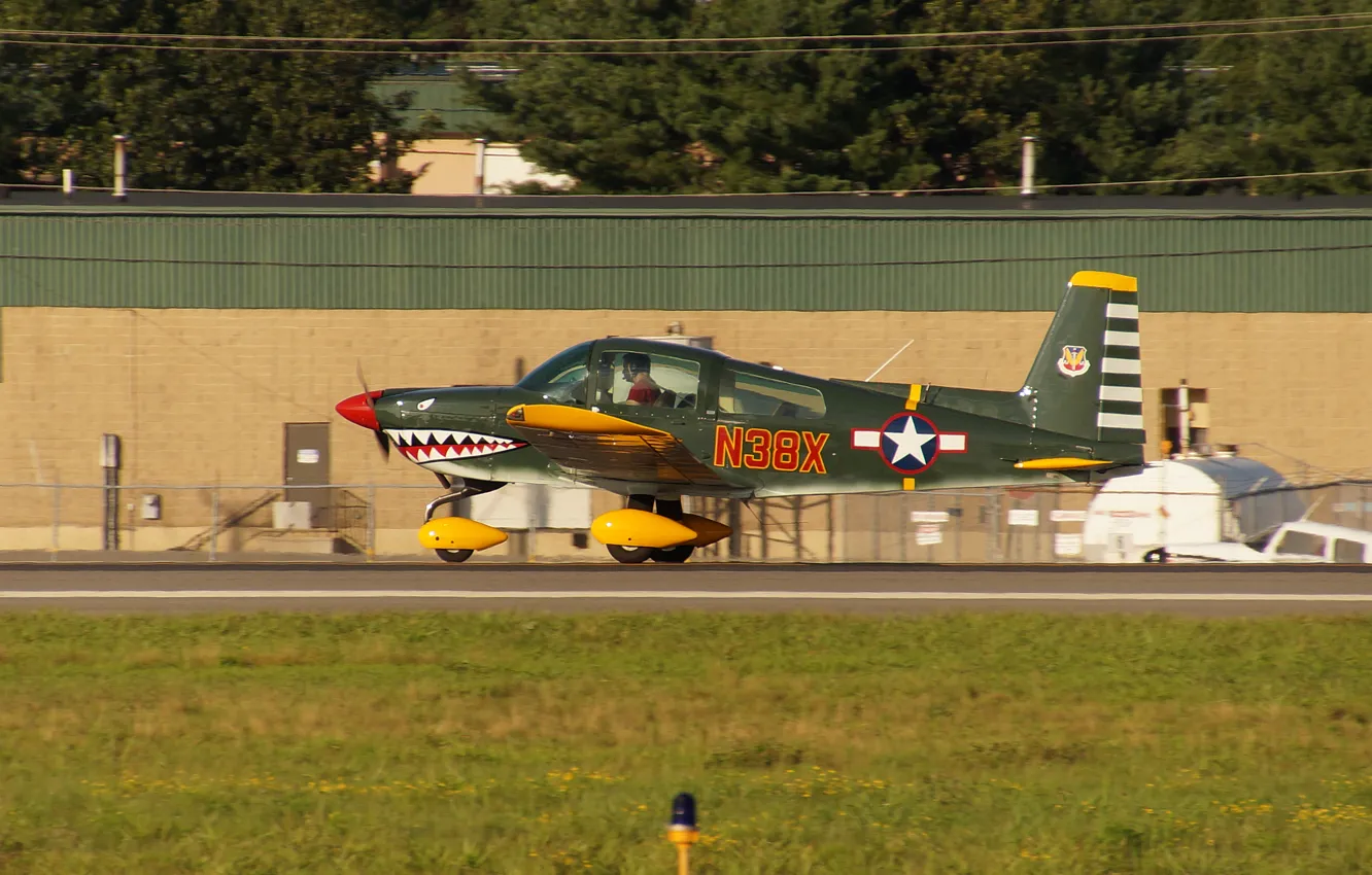 Фото обои самолет, легкий, аэродром, взлёт, Airplane N38X, четырёхместный, Grumman AA-5
