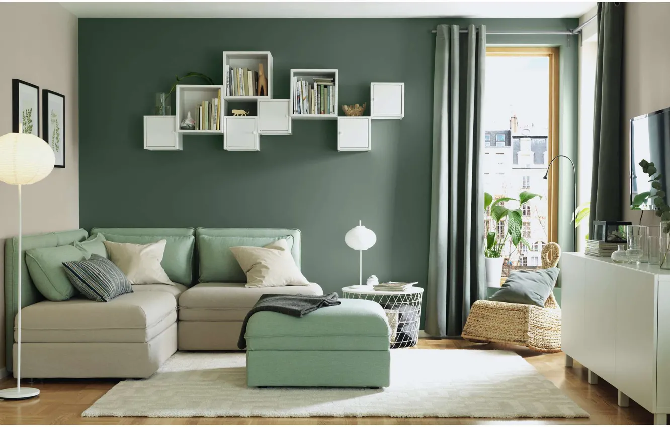 Фото обои дизайн, стиль, комната, интерьер, пастельные цвета, гостиная, ИКЕА, IKEA idea decor