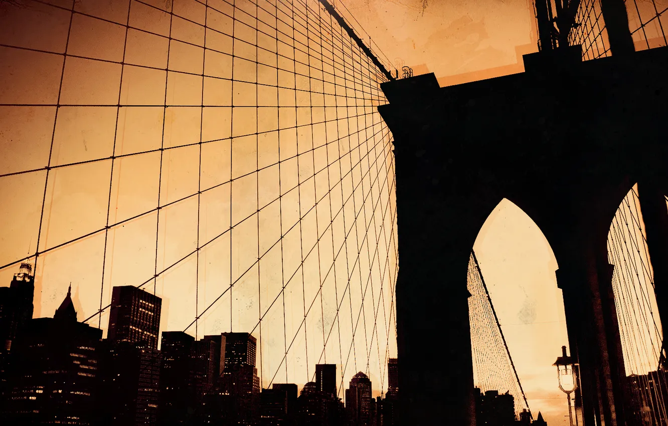 Фото обои Мост, Город, Нью Йорк