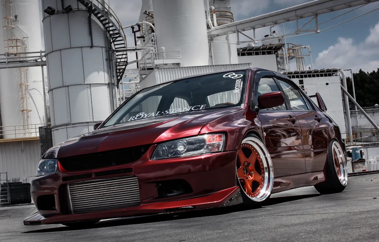 Фото обои Mitsubishi, Lancer, Stance, Evolution IX, Lancer Evolution 9