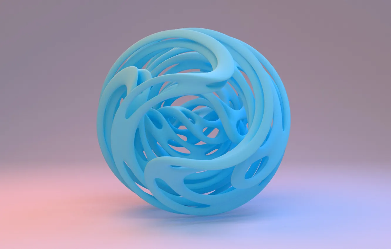 Фото обои линии, фон, голубой, шар, изгибы, сфера