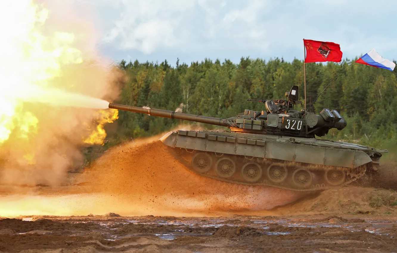 Фото обои выстрел, танк, Россия, военная техника, ОБТ, Т-80 БВ