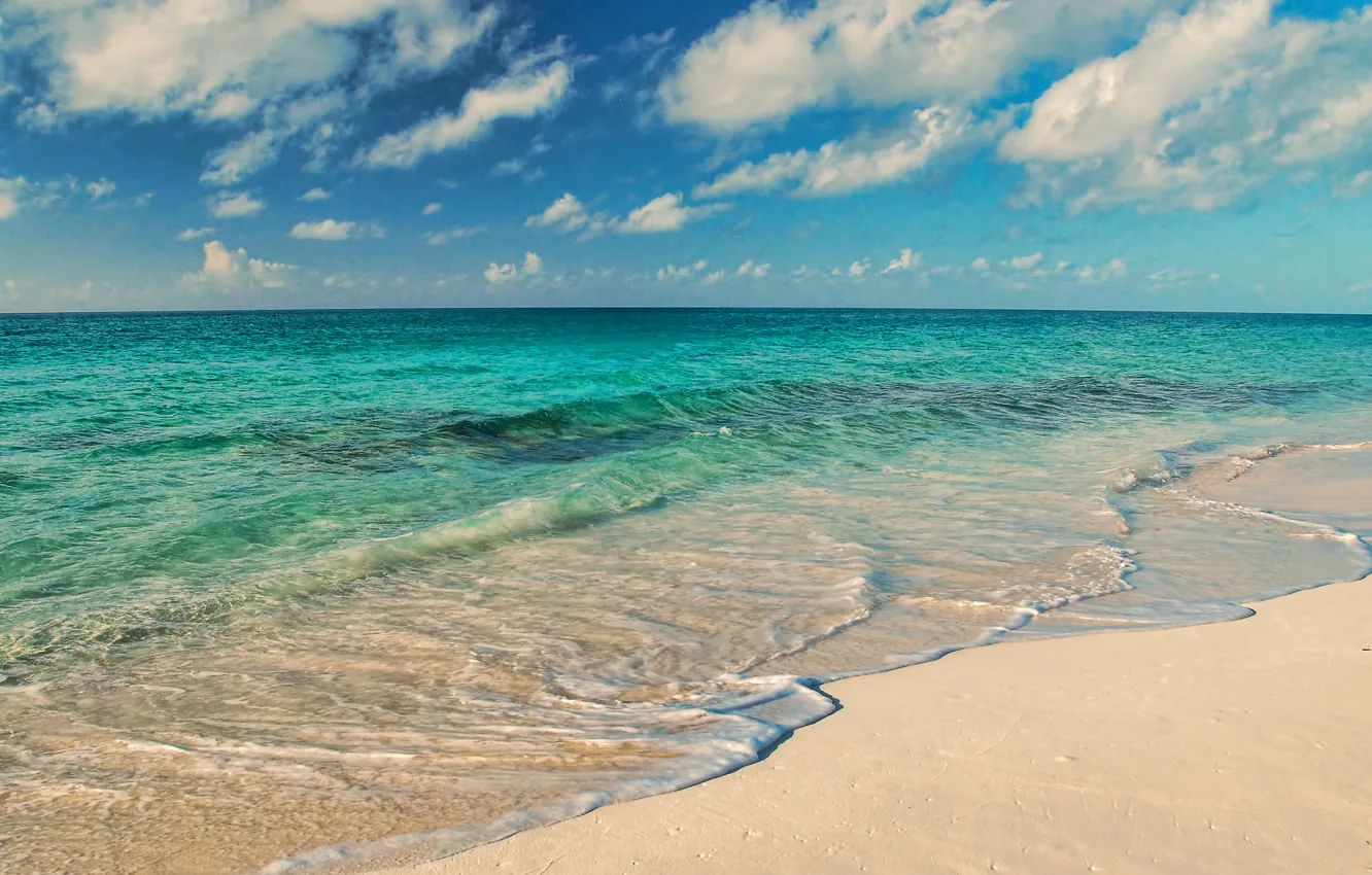Фото обои песок, волны, пляж, океан, The Bahamas Honeymoon