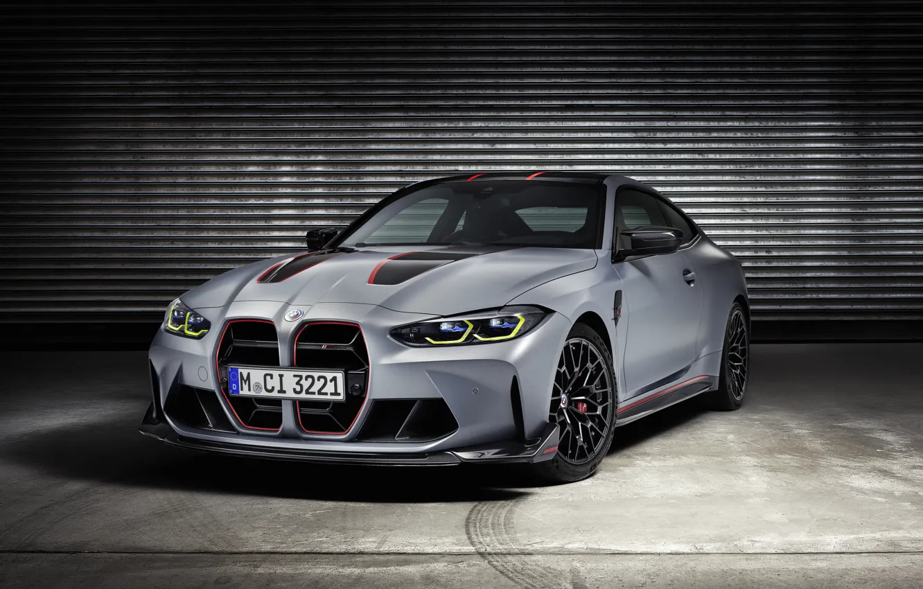 Фото обои BMW, Front, Grey, Side, M4 CSL, BMW M4 CSL