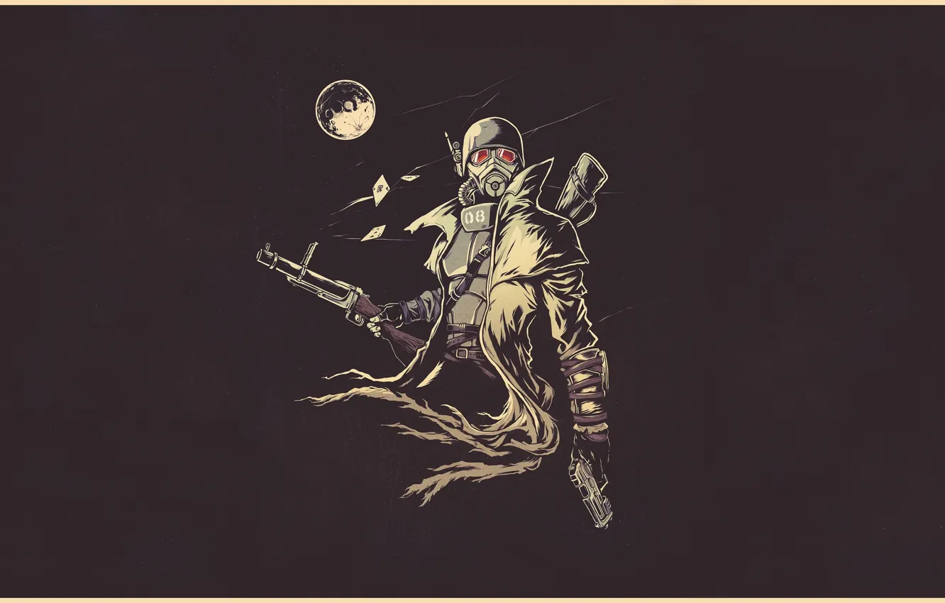 Фото обои фантастика, луна, рисунок, арт, солдат, шлем, moon, броня