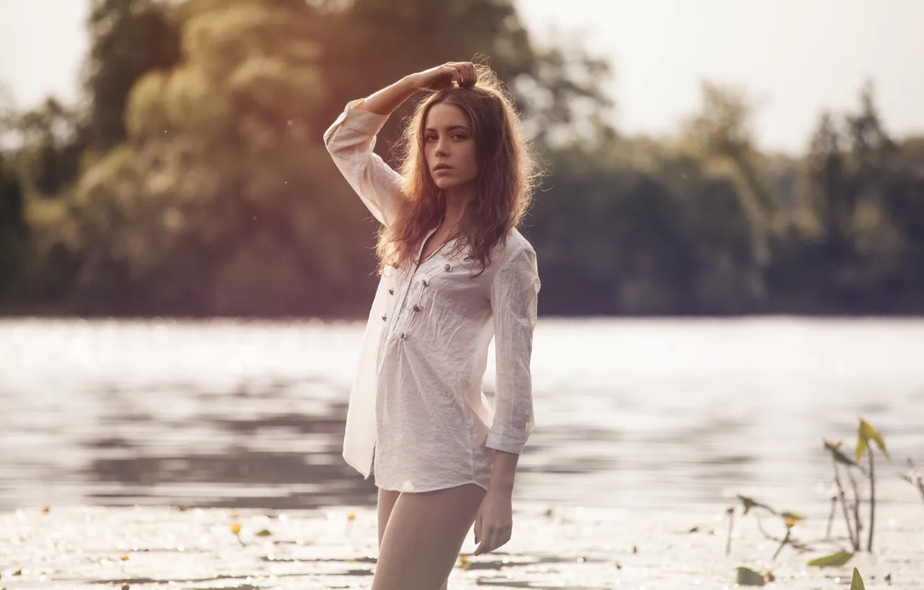 Фото обои вода, девушка, волосы, ножки, Ксения Кокорева, Юрий Егоров