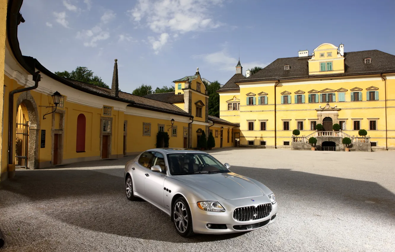 Фото обои Maserati, Quattroporte, Дом, Серебро, День