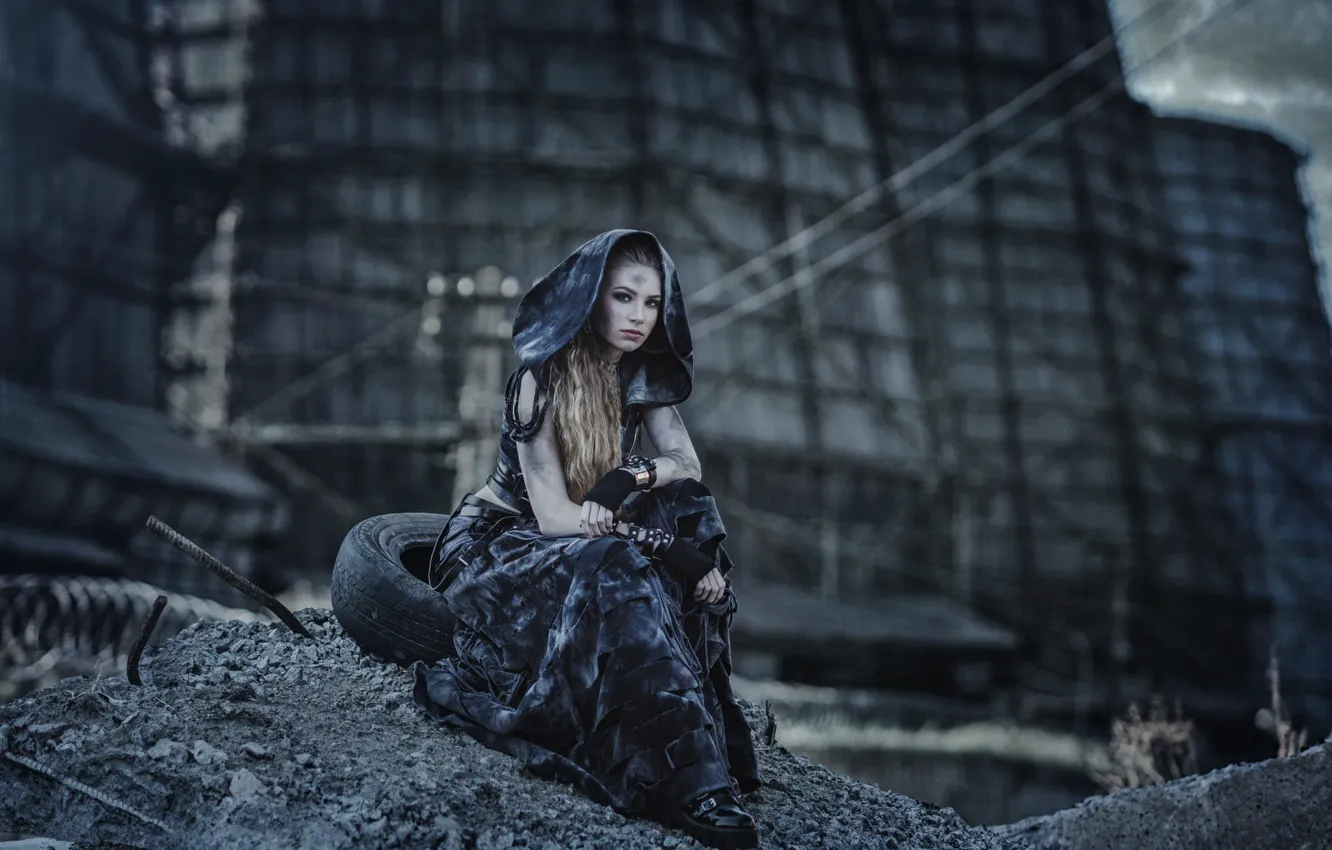 Фото обои взгляд, капюшон, губки, apocalypse