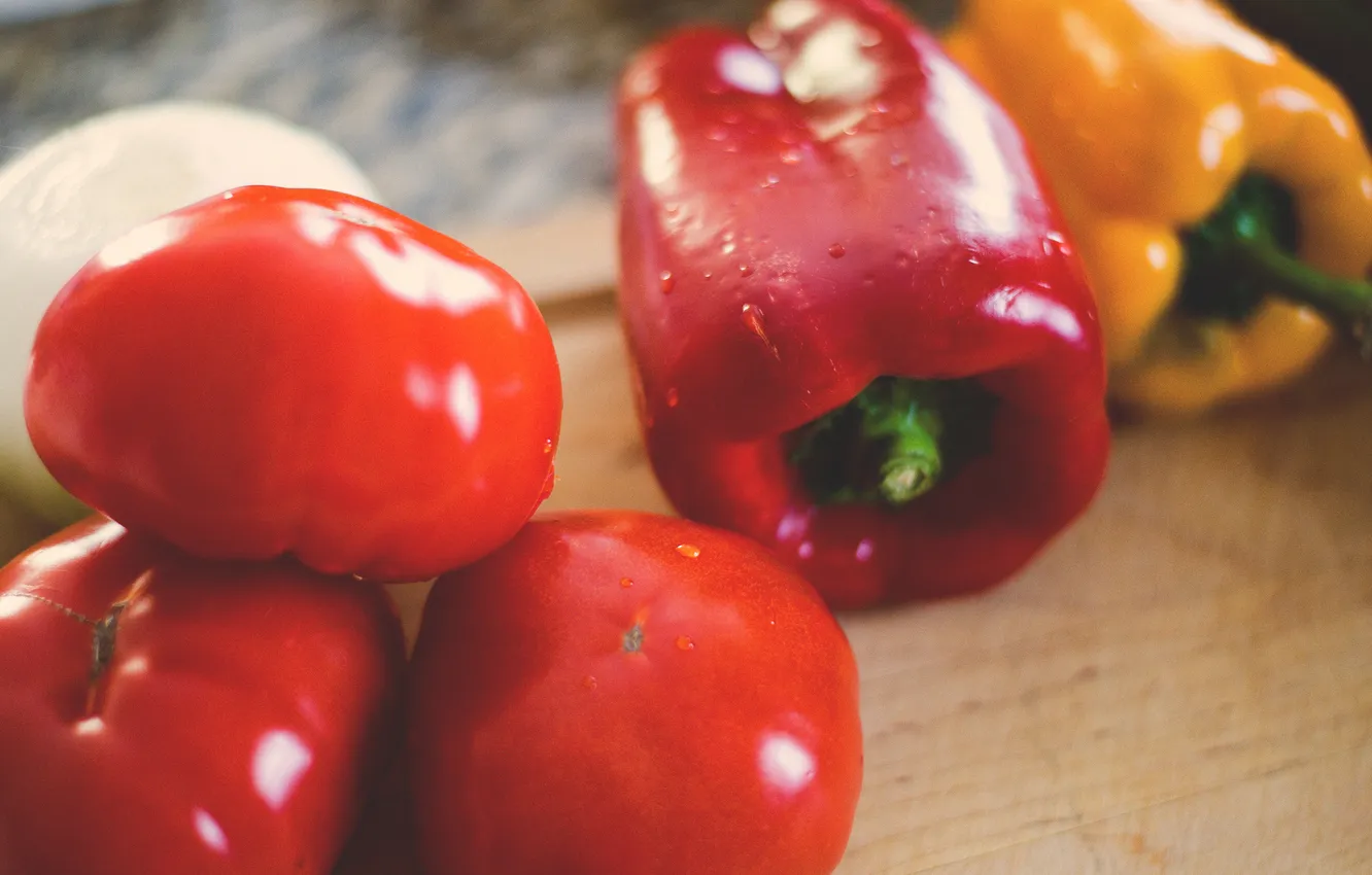 Фото обои красный, перец, овощи, помидоры, томаты