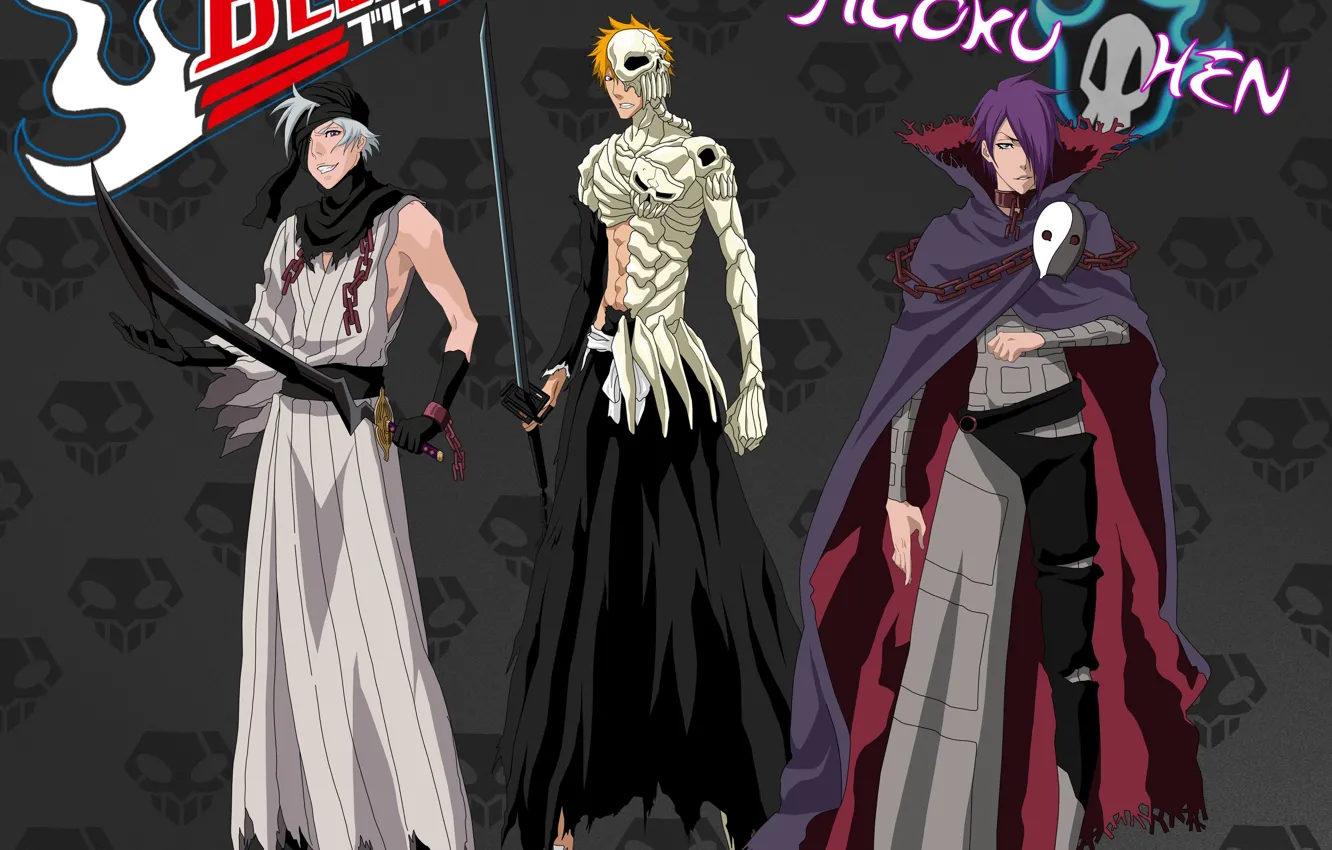 Фото обои skull, sword, game, Bleach, anime, katana, bankai, hero