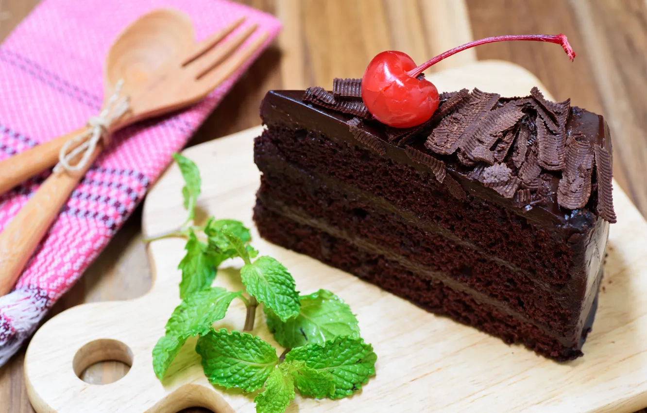 Фото обои пирожное, мята, chocolate, крем шоколад