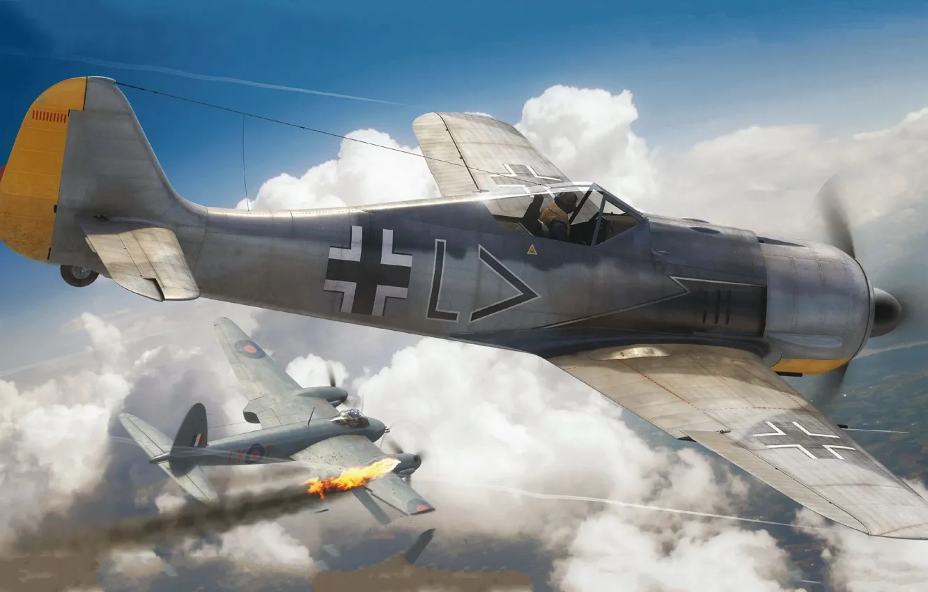 Фото обои Германия, истребитель, вермахт, люфтваффе, Adam Tooby, Focke-Wulf Fw 190A-2