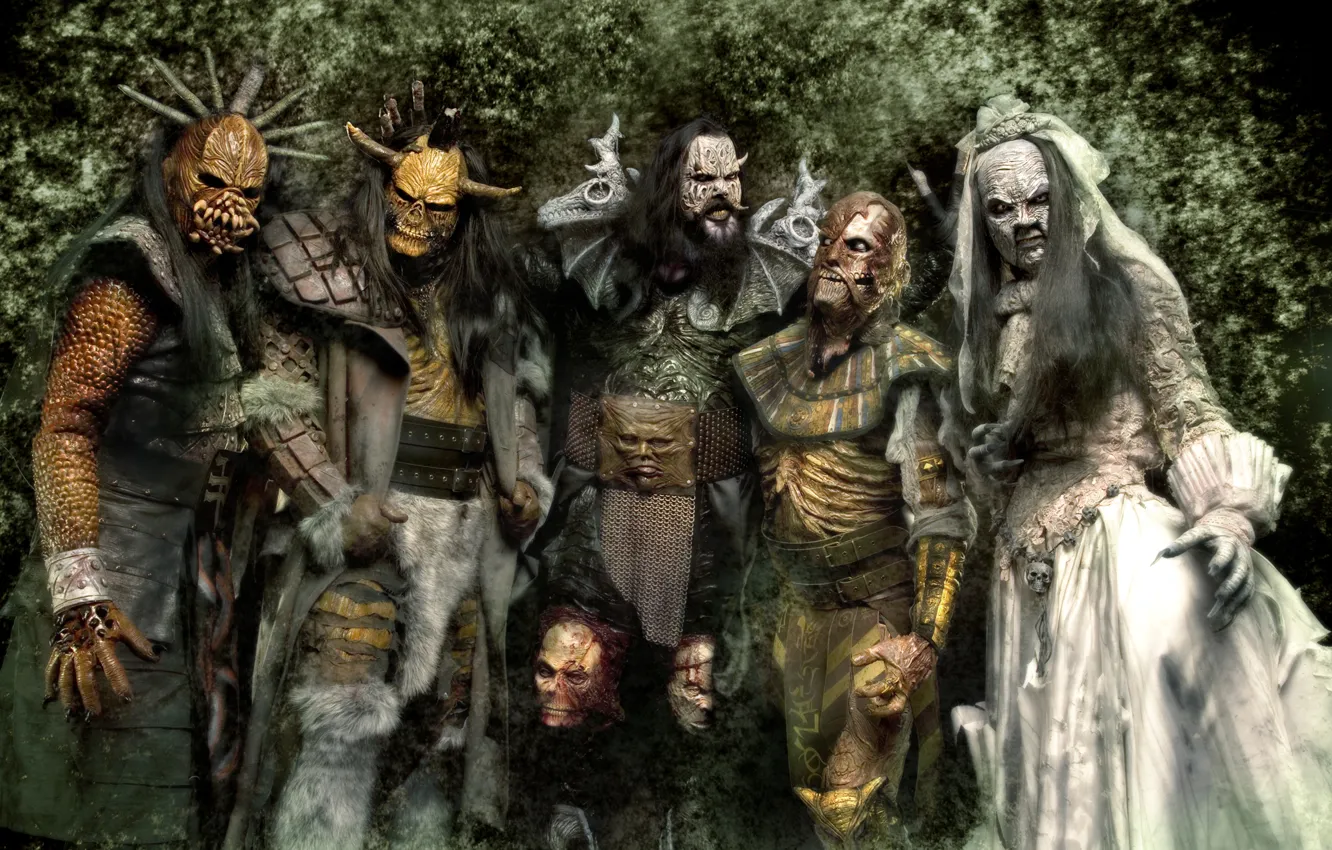 Фото обои группа, монстры, маски, лорди, lordi